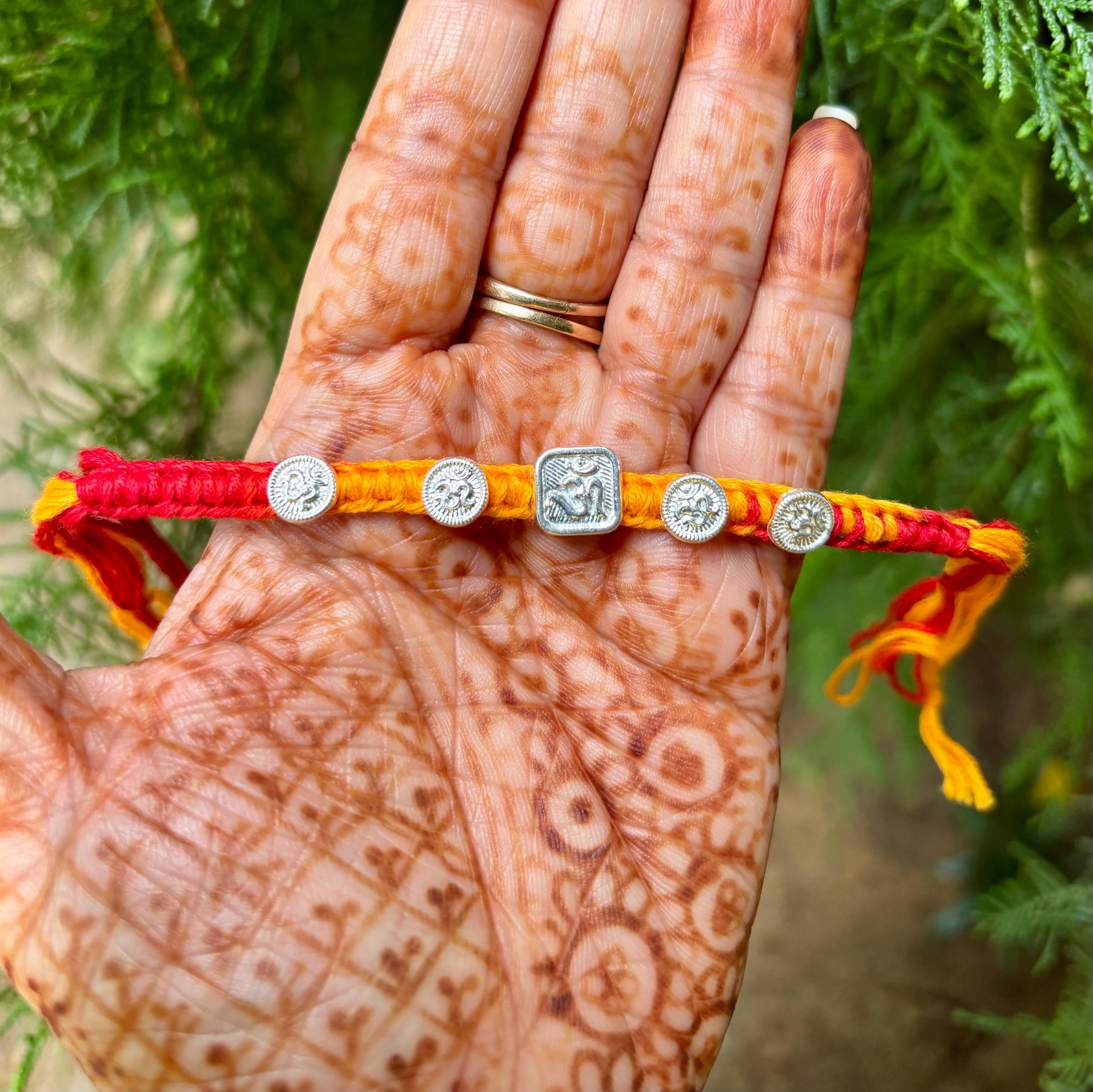 Godu Reksha 925 Sterling Silver MAULI KALAWA Rakhi Bracelet Hindu Charms for ...
