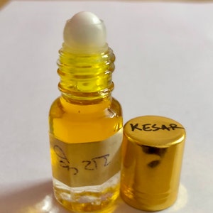 Natural Original 3 ml Pure Kesar Saffron ATTAR/ ITTAR Itra, Incense Perfume Oil Hindu Ritual Puja Gods and Goddesses Free Ship