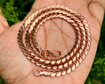 Pure Copper Chain Bracelet and Necklace, Healing Jewelry, Copper Jewelry, Customized Length 6 inch to 30 inch, Antique Copper, Serpentine