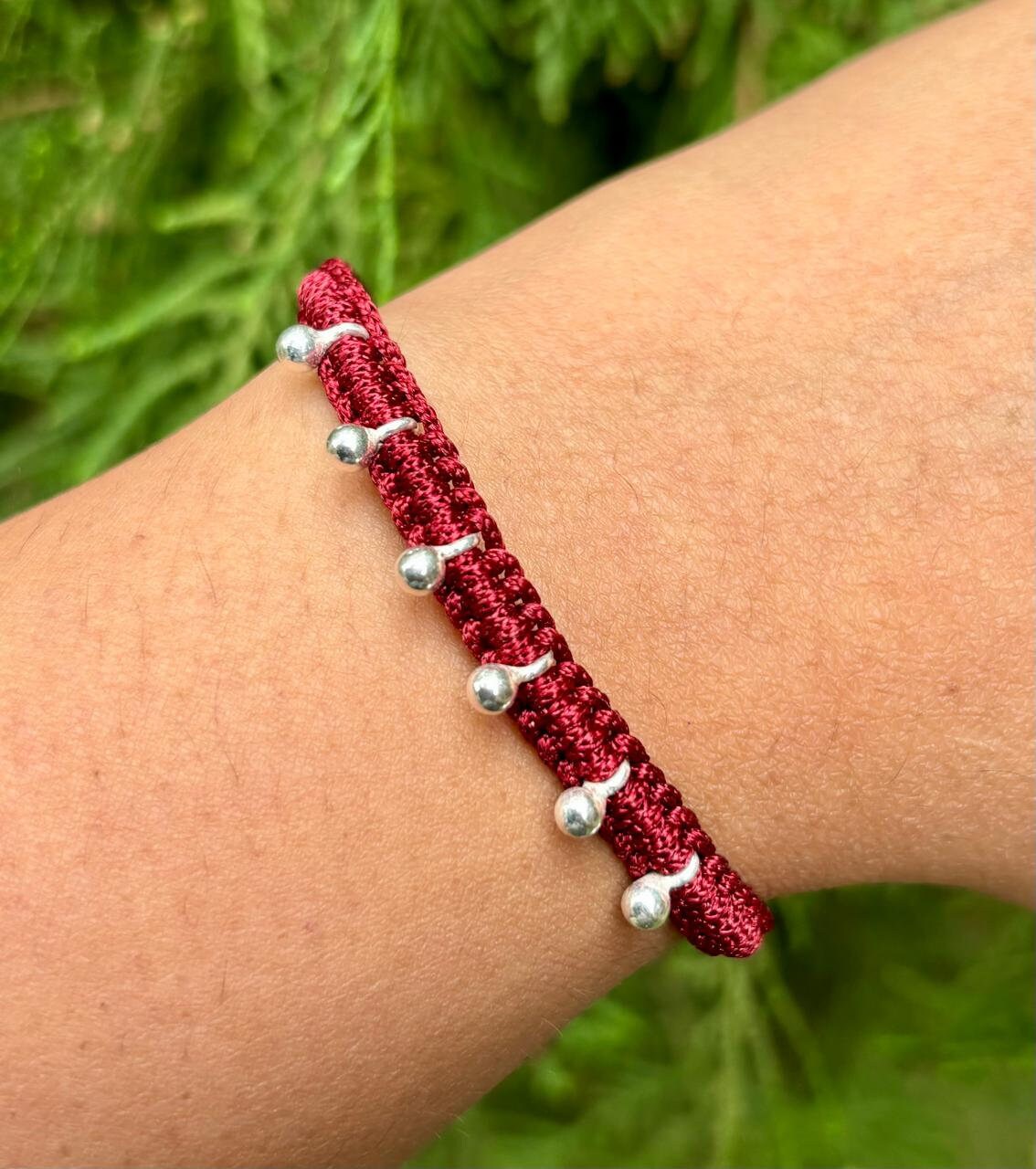 小物 amulet_red3577 1 Pc 925 Silver + Thread Evil Eye Protection Bracelet