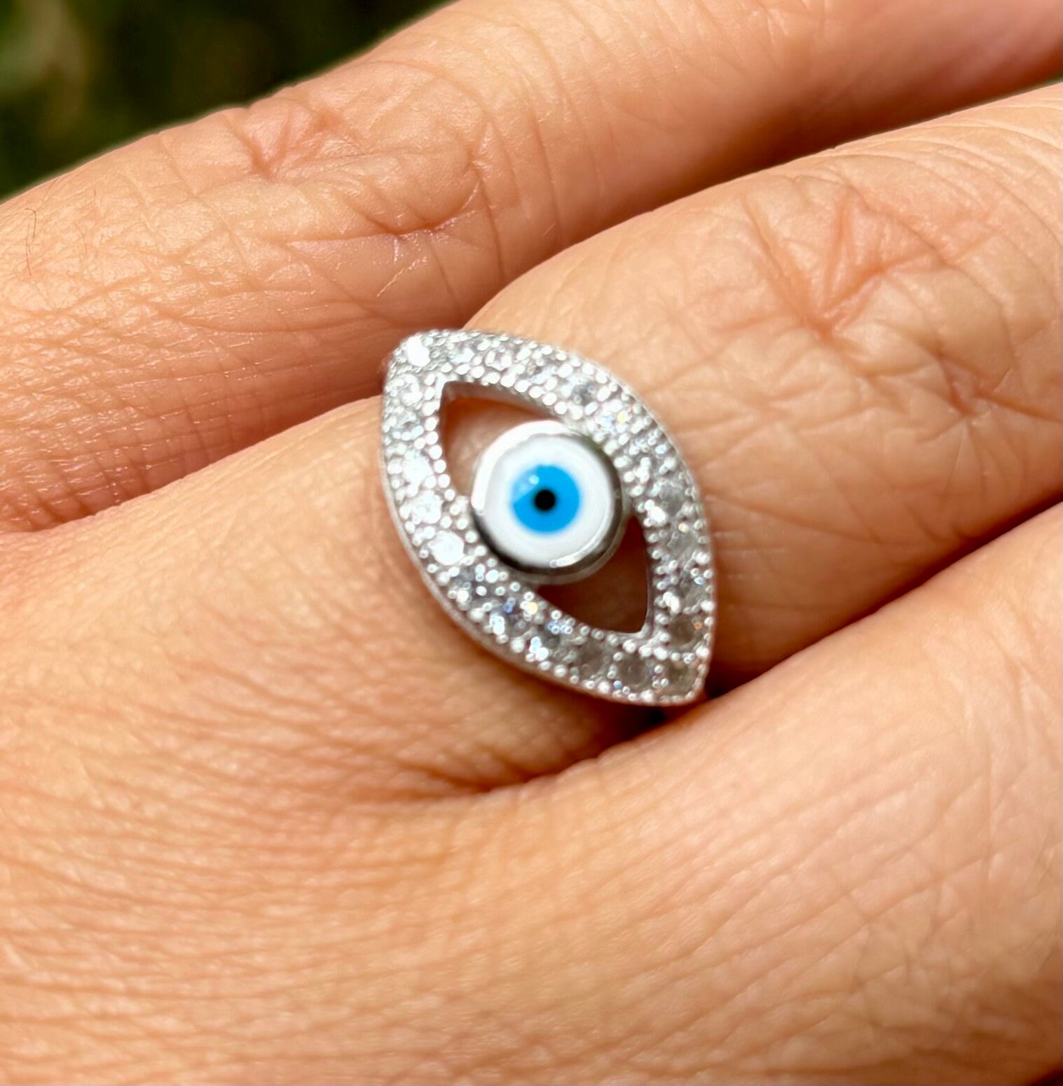 Boucles D'oreilles En Argent 925 Avec Nacre - Amulette Nazariya Protection Yeux - Neuf Sans Boîte