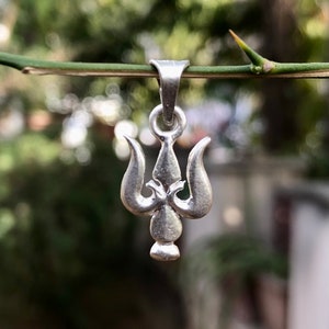 925 sterlingzilveren Lord Shivas Shiv jis Trishul Trident-hanger, om te dragen, voor tempel, puja 1,65 g, 25 mm sieraden handgemaakt, handgemaakt