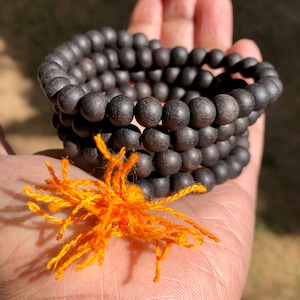 Original Ebony Wood 108+1 Beads 8 mm, Natural Karungali Malai Mala ROSARY, Indian Origin, Rosary Jaap Mala Yoga Prayer, Free Ship