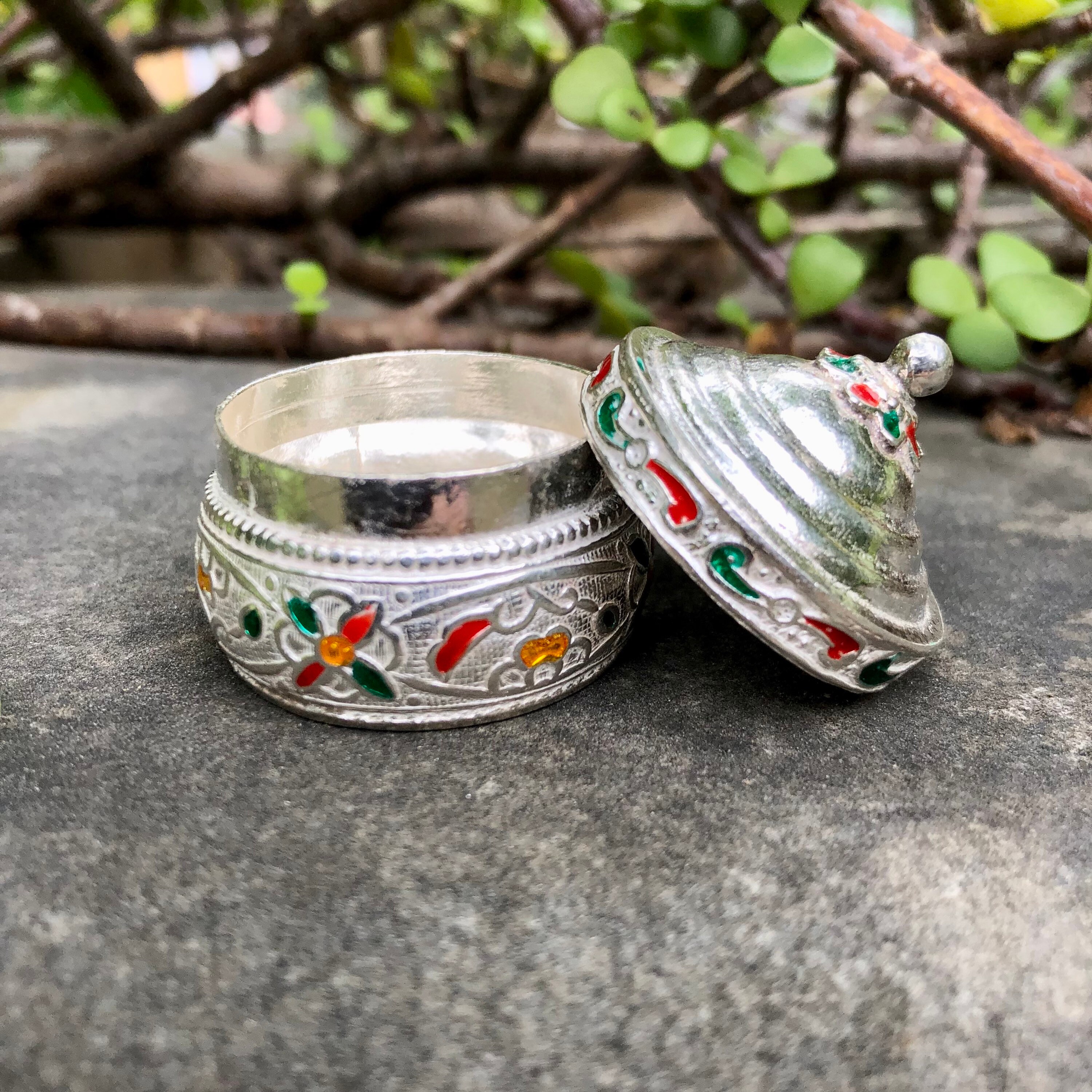 925 Silver Handmade Trinket Kajal Casket Jewelry Box , Surma