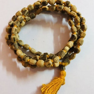 TULSI TULASI VAISHNAV Japa Mala Rosary 108+1 Cylindrical Tube Beads Indian Holy Basil Iskcon Yoga Prayer Healing, Meditation