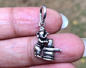 925 Sterling Silver Lord Ganesha, Ganesh Pendant, Wearing Temple, Puja 1.5 gm Oxidized Oxidised Jewelry, Handmade, Handcrafted