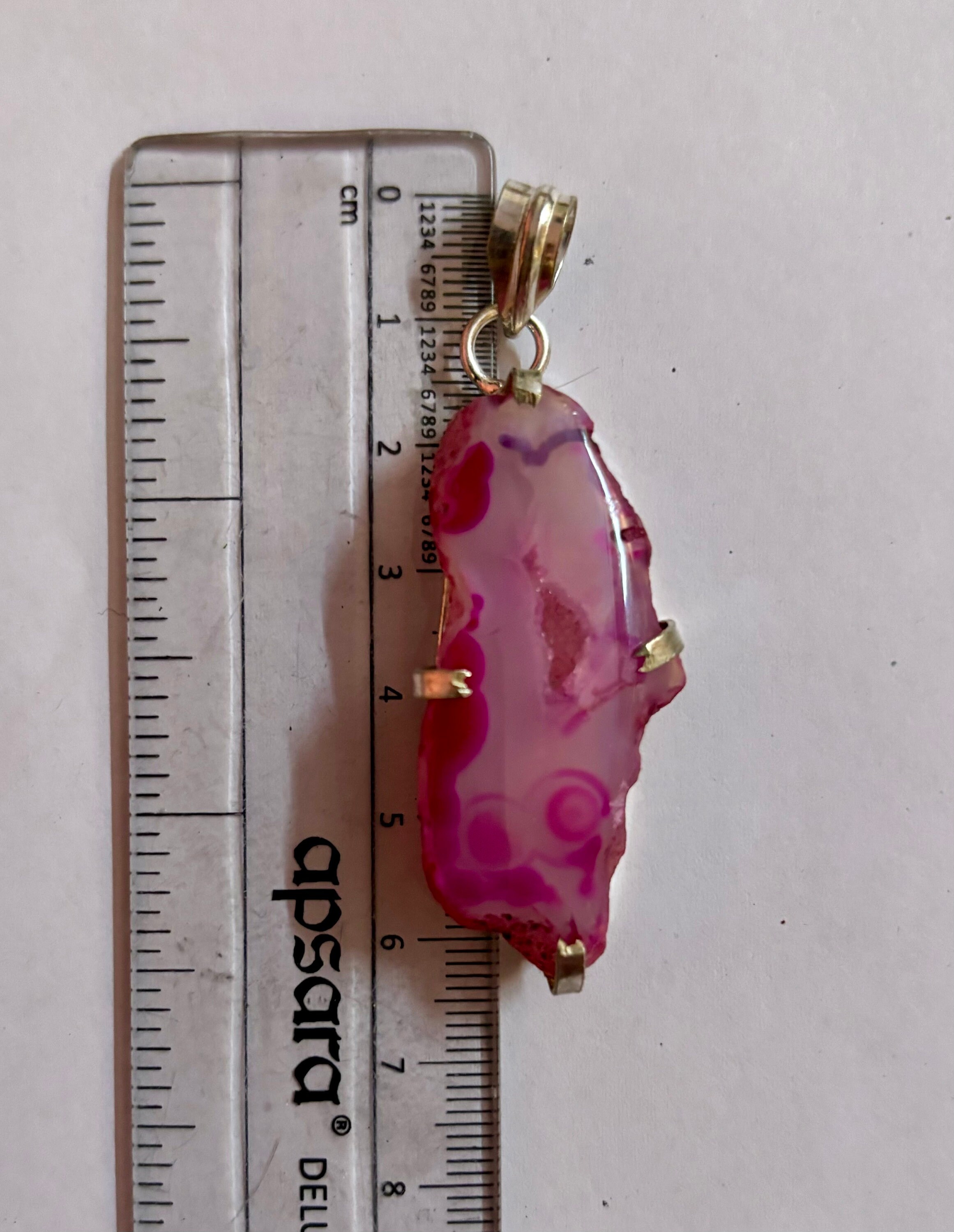 Pendentif Géode D'agate Druzy Violette - Plaqué Argent 925, Fabrication Artisanale Inde - Neuf Avec étiquettes