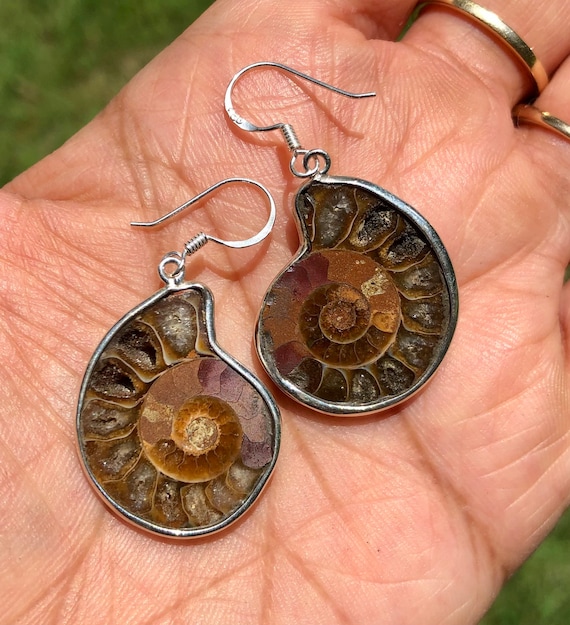 Ammonite earrings silver deals