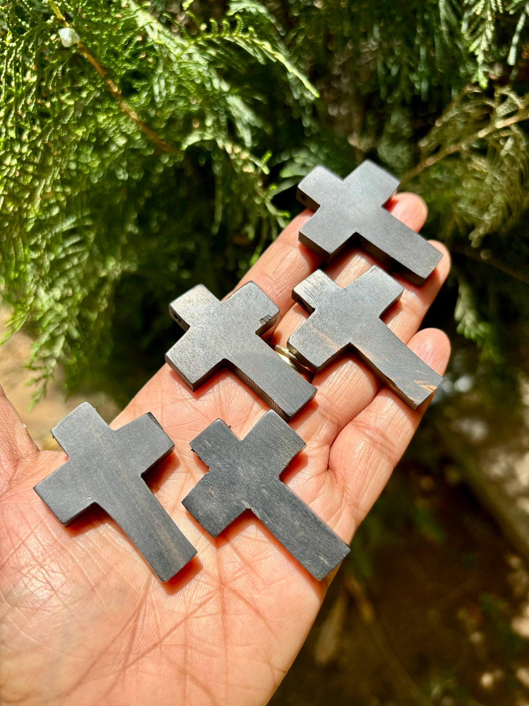 5 Pc Wood CROSS Pendant, Jesus Christ, Wooden Locket Handmade, 4.5 Cm ...