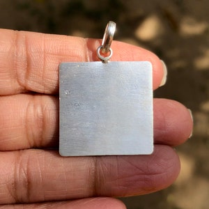 999 Rent Silver Handgjort 25 mm/1 tums fyrkantigt arkhänge, Tempel Pooja, Astrologiskt botemedel för Rahu, Lal Kitab-botemedel