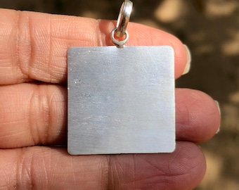 999 Pure Silver Handmade 25 mm/ 1 inch square sheet pendant, Temple Pooja, Astrological Remedy for Rahu, Lal Kitab remedy