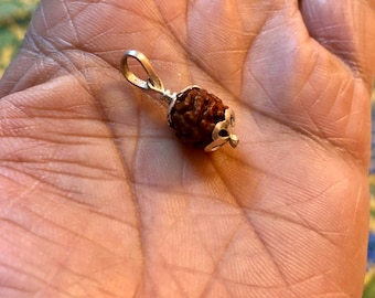 Sterling Silver 5 Mukhi Rudraksha Pendant, Yoga Prayer Bead