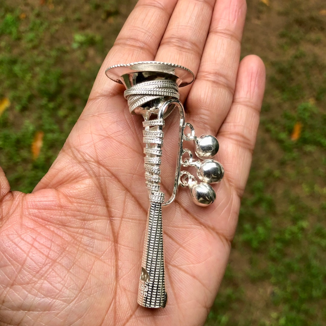 Buy 925 Silver Hindu Religious Kanha Jis Laddu Gopals Jhunjhuna Baby Rattle  With Whistle, Siti Inch 16 Gram, Handmade Online in India