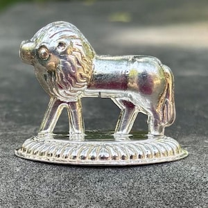999 Pure Silver Hindu Religious Lion, Babbar Sher, Idol Statue 4.1 cm 9.6 gm Temple Pooja, Silver collectibles, Wedding Gift