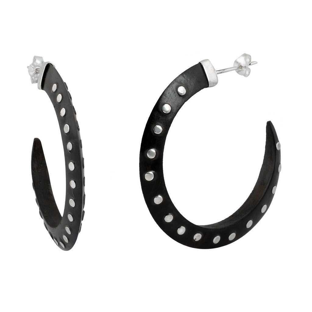 正規品・送料込み◆ADERERROR◆Destroyed pin earring Artisan Crafted Sterling Silver and Wood Hoop Earrings With