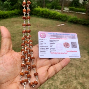 5 Mukhi (5 Face) Natural Rudraksha Bead Sterling Silver Pendant - Handmade, Customizable Spiritual Jewelry - View #9