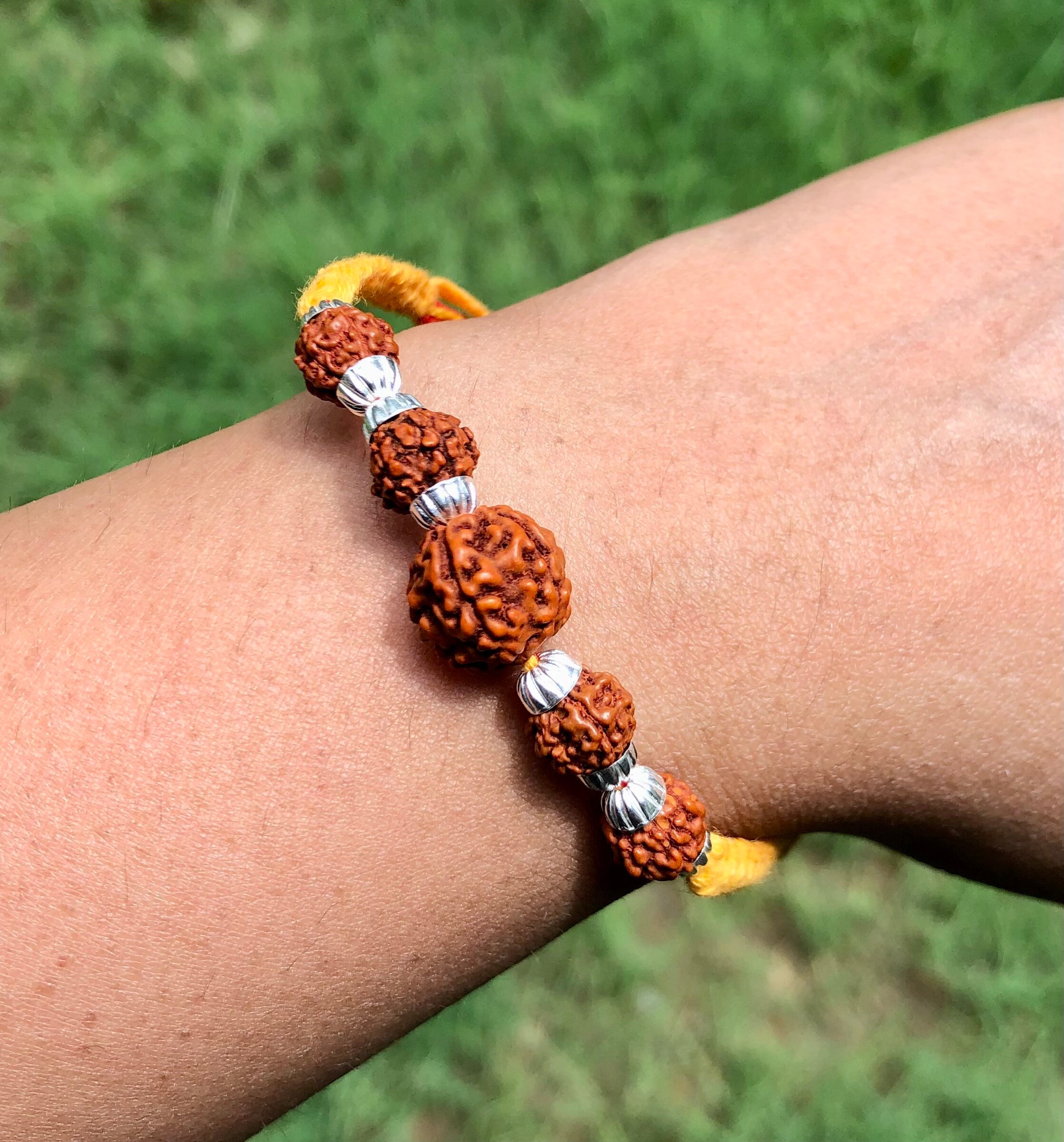 925 Sterling Silver MAULI KALAWA Rudraksha Rakhi Bracelet 1 Pc