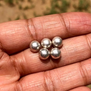 5 PC 999 Pure Silver Handmade Silver Ball, Round Ball, Spherical Ball, Round shape 6 mm dia, 1.4 gms each, Temple Pooja