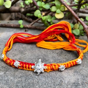 925 Sterling Silber MAULI KALAWA Rakhi Armband 1 Stk. Schildkröte hinduistische religiöse Charms für Pooja, Gottes Anbetung, Hochzeiten, Zeremonien #4