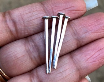 999 Pure Silver Handmade Nail for Puja, Vastu, Rahu, Chandi ki Keel, 4 Pc Hindu Religious. Temple Pooja