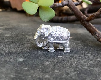 925 Sterling Silver Hindu Religious Elephant Idol Statue 2.2 cm 10.2 gm Temple Pooja Solid Silver collectibles Hathi Trunk Down, Rahu Remedy