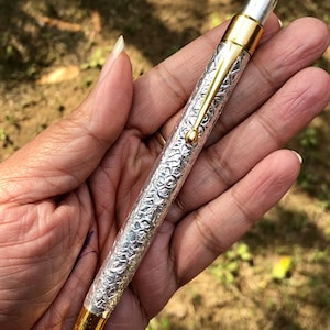 925 Sterling Silver Handmade Devi Saraswatis Writing Pen 5" + Religious Pooja, God's Worship Ceremonies, Basant Panchmi Puja Free Ship