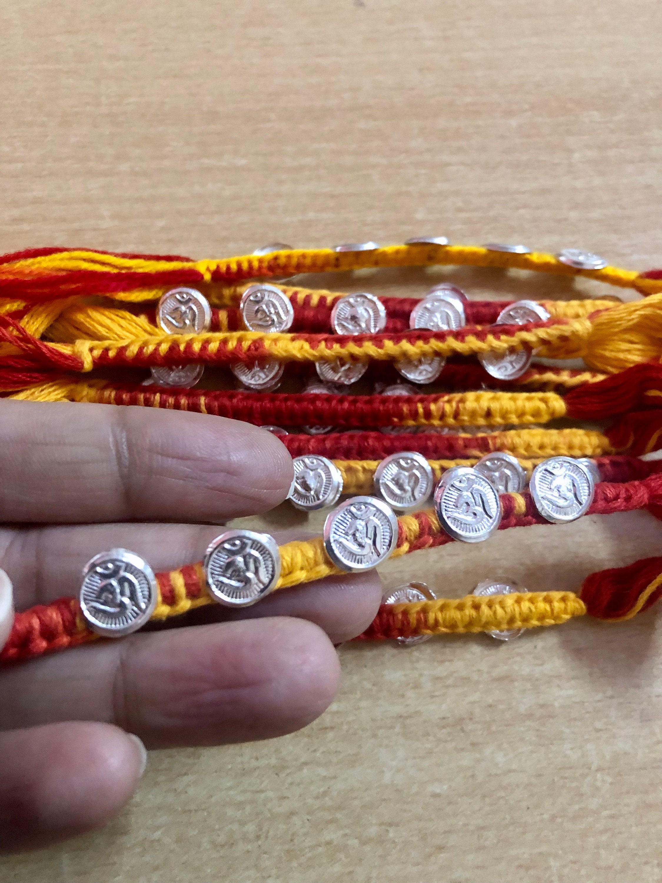 Buy Digital Dress Room Ganesh Chaturthi Rakhi Mauli Pack of 3 Kalawa Puja  Accessories Gold Plated Ganesh Ji Rudraksha Multicolor Beads Wrist Thread  Band Bracelet/Pooja Moli/Raksha Sutra for Men Women Online at