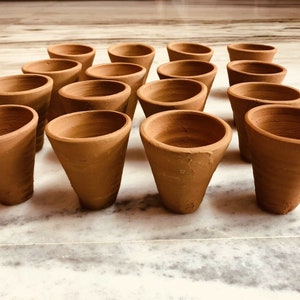 6 PC Handmade Clay TerraCotta Tea Cups/ Glasses Kulhad Kulhar Pack of 6 Good For Health Free Ship