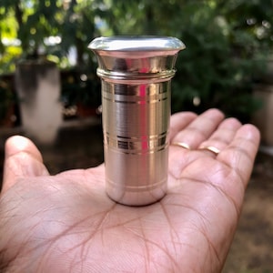 925 Silver Handmade Pill Box, Surma Kumkum Sindur Kajal Chandan Sindoor Container Dibbi, 5.8 cm length 19 gms Temple Pooja Transparent Lid