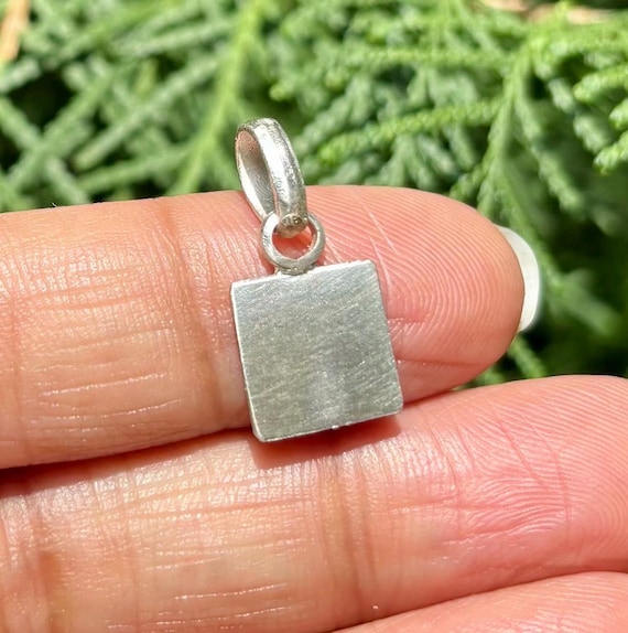999 Pure Silver Handmade 10 Mm Square Sheet Pendant, Temple Pooja