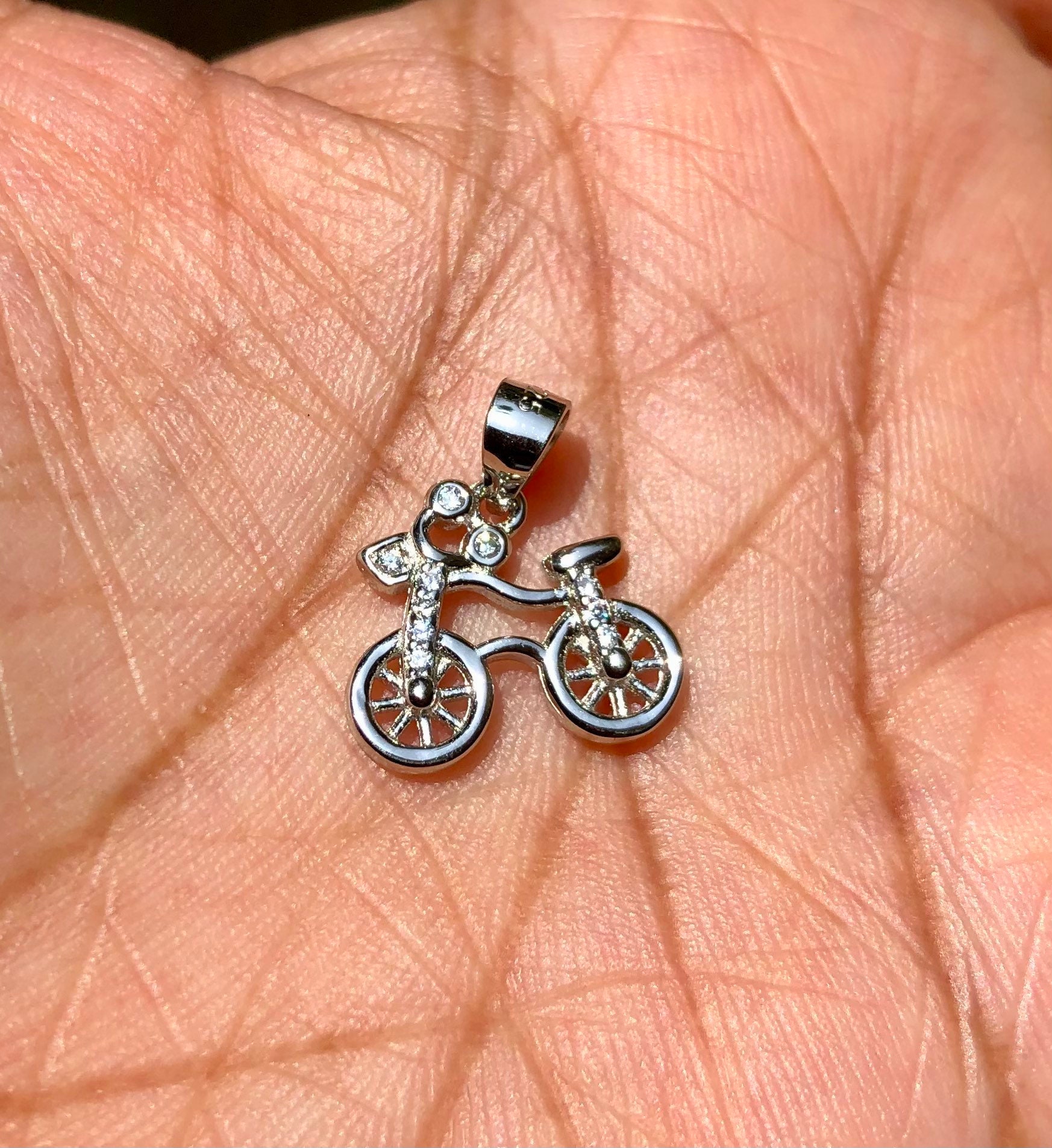925 Sterling Silver Cz BICYCLE CYCLE Charm Pendant, High Polish, Simple Design Elegant, Minimal Minimalistic Jewelry, Charm Pendant, 2 - Etsy 925 Sterling Silver Cz BICYCLE CYCLE Charm Pendant, High Polish, Simple Design Elegant, Minimal Minimalistic Jewelry, Charm Pendant, 2 - Etsy