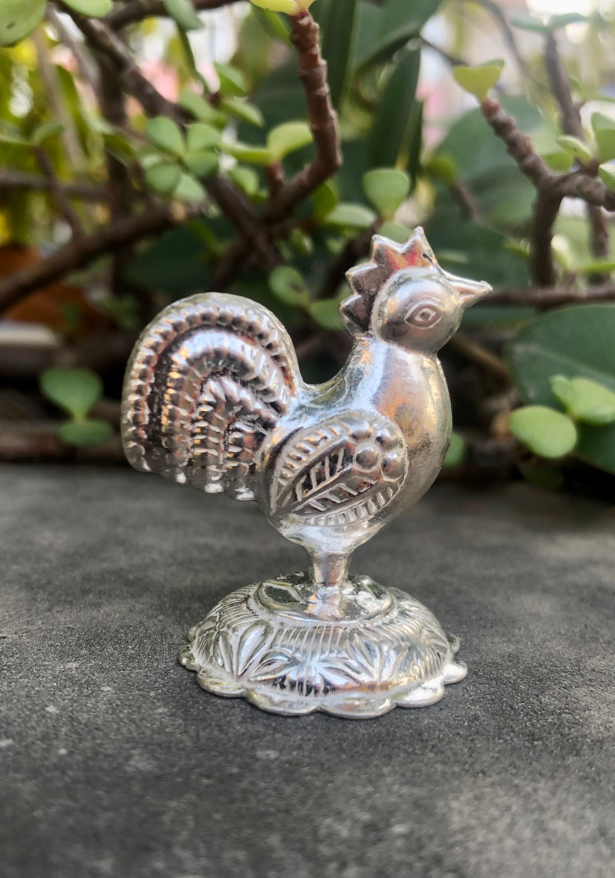 925 Sterling Silver Hindu Religious Hen, Cock, Rooster Idol Statue