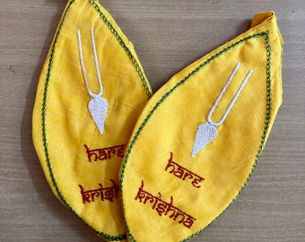 2 X Gomukhi Gomukh Jaap Japa Prayer Bead Bag, embroidery with Zip Pocket, Rosary, Prayer Beads, Yoga Mala, Temple, Meditation, Hare Krishna