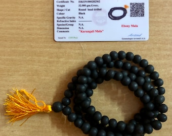 Lab Certified Original Ebony Wood 108+1 Beads 8 mm, Natural Karungali Malai Mala ROSARY, Indian Origin, Rosary Jaap Mala Yoga Prayer