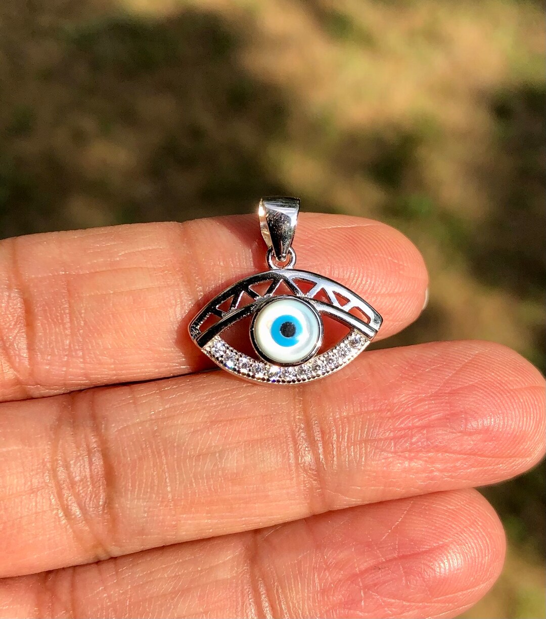 925 Silver Evil Eye Protection Pendant, Amulet Nazariya, Eye Shape — free download