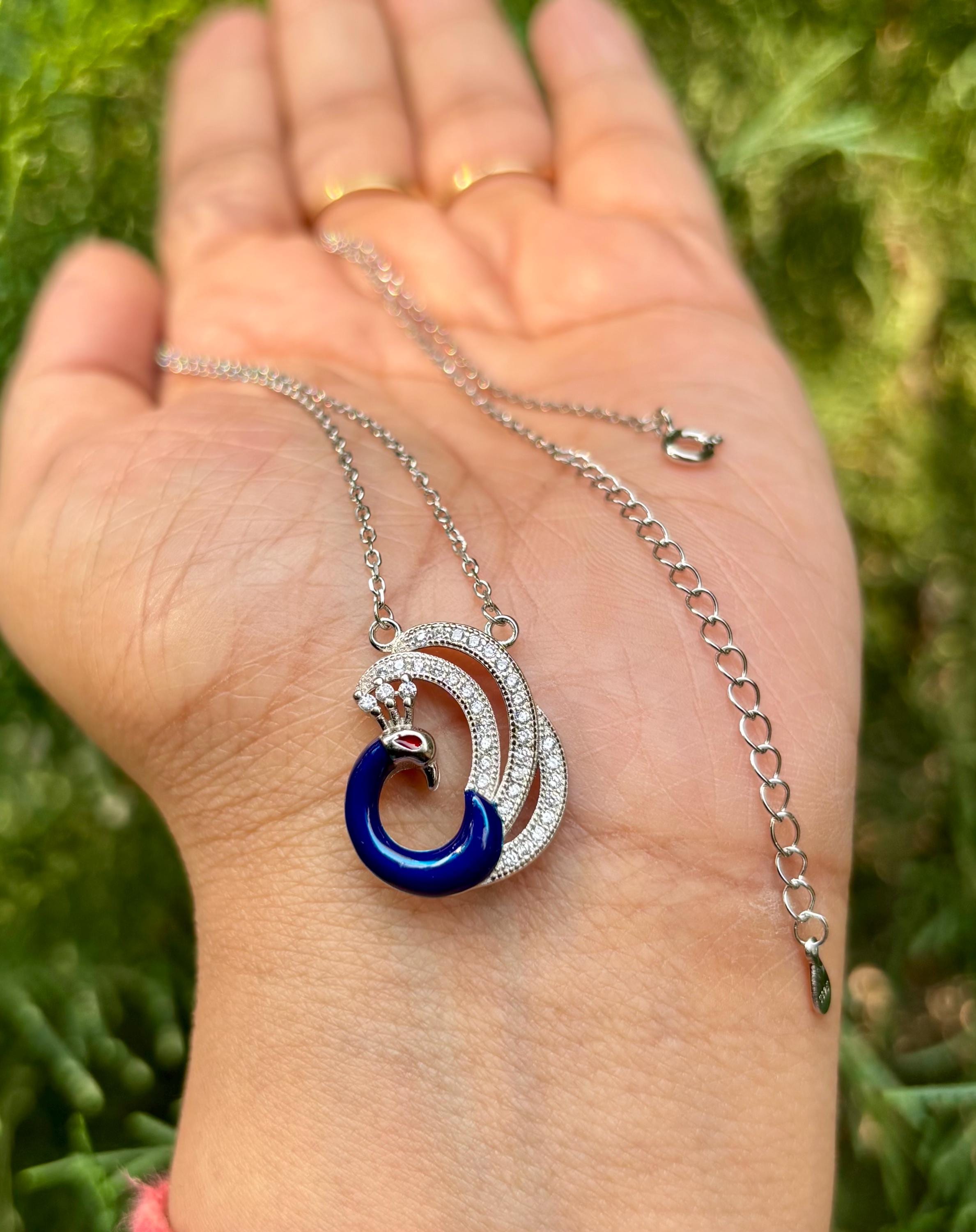 Collana Pietra Preziosa Colorata Ciondolo Collana In Argento Stile Pavone Con Pietra Di Abalone Naturale, Fatto A Mano - Regalo Unico Collana Ciondolo Argento Stile Pavone Regalo