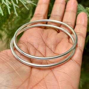 Set Of 2 Pc 999 Pure Silver Bangles, Women Bracelet Bangle, Healing Bangles, Round Bangles, 2.5-3 MM THICKNESS
