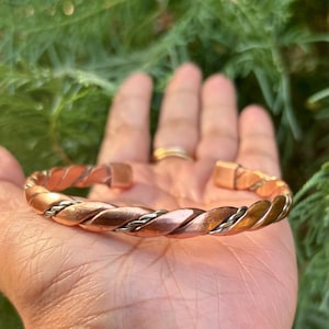1 Pc Pure Copper and Silver Healing Bangle, Cuff, Bracelet, Jewelry, Spiritual Bangle for Kriya Astrological purposes, Domed, Unisex