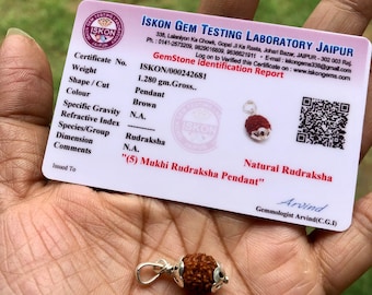 Lab Certified 925 Silver + 5 Mukhi RUDRAKSHA Panchmukhi Rudraksh 5 Face Rudraksham (10mm) Pendant Yoga Prayer Healing, Health, Kids, Adults
