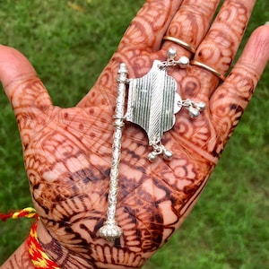 925 Sterling Silver Handmade Lord Krishna LADDU GOPAL Fan Pankha Pankhi 3.25&quot;, 10 grams Religious Pooja, God&#39;s Worship Ceremonies Free Ship