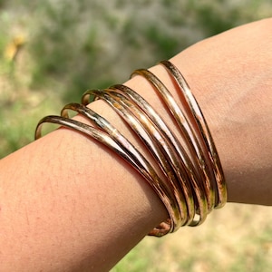 Set Of 7 Pc Pure Copper Bangles, Women Bracelet Bangle, Healing Bangles, Slight Domed Bangles