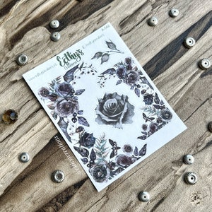 Estandartes góticos, rosas negras, polillas, murciélagos, academia oscura, gótico, pegatinas bujo, diario de balas, pegatinas de planificador, diario