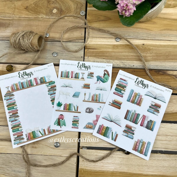 Booklover stickers, boeken stickers, boekenplank, lezen, bujo stickers, bulletjournal, journal, planner, scrapbook, travelers notebook