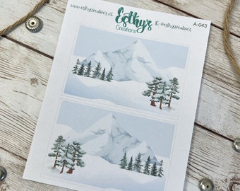 Mountains stickers, winter stickers, winter sports, bujo stickers, bullet journal stickers, planner stickers