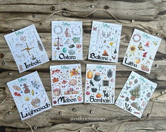 Jaarfeest stickers, sabbat stickers, heksen stickers, wheel of the year stickers, witchy, bujo stickers, bulletjournal, planner stickers