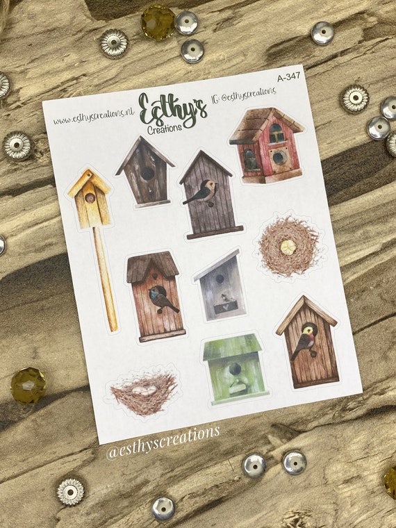 Birdhouse Stickers Spring Stickers Bird Stickers Bird Nest Etsy