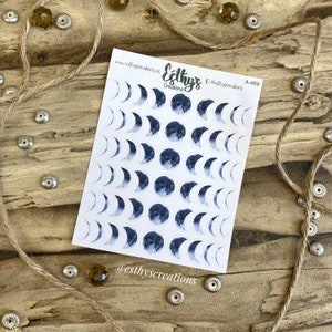 Autocollants de phase de lune, autocollants d’aquarelle, phases de la lune, magie de la lune, bullet journal, bujo, album, planificateur, livre d’ombres, grimoire