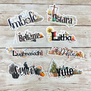 Jaarfeest diecut stickers, sabbat stickers, heksen stickers, wheel of the year stickers, witchy, bujo stickers, bulletjournal, planner