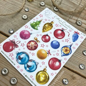 Kerstballen stickers, kerst ornamenten, strik, kerstboom, kerstster, Travelers Notebook, Bulletjournal stickers, Planner stickers, scrapbook afbeelding 6