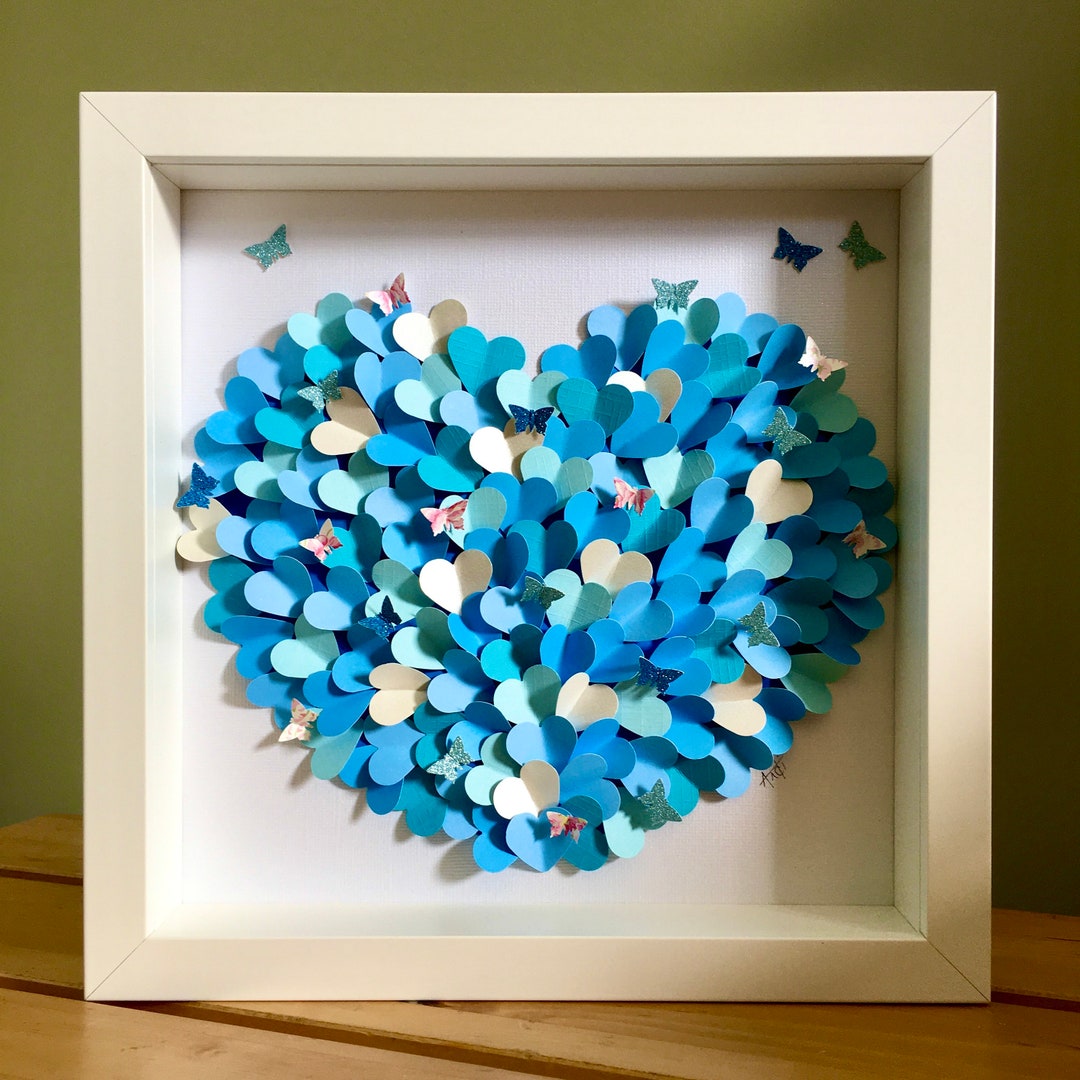 Blue Heart Wall Art Valentines Gift Birthday Wedding Etsy